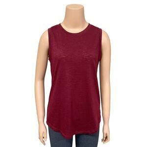 Athleta Breezy Tank Sz XS Beet Root Red Relaxed Fit Semi-Sheer LInen-Like Top